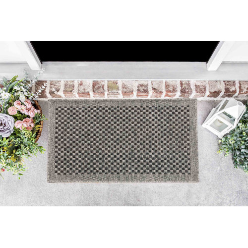 August Grove Harper Kilim Braided Checkered Design Outdoor Rugs